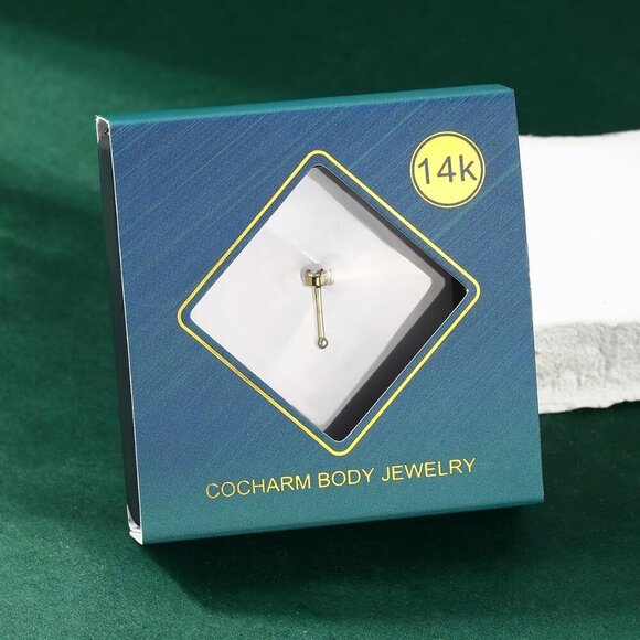 14k Solid Gold Heart and Star Nose Stud 20g Hypoallergenic Jewelry - Picture 6 of 6